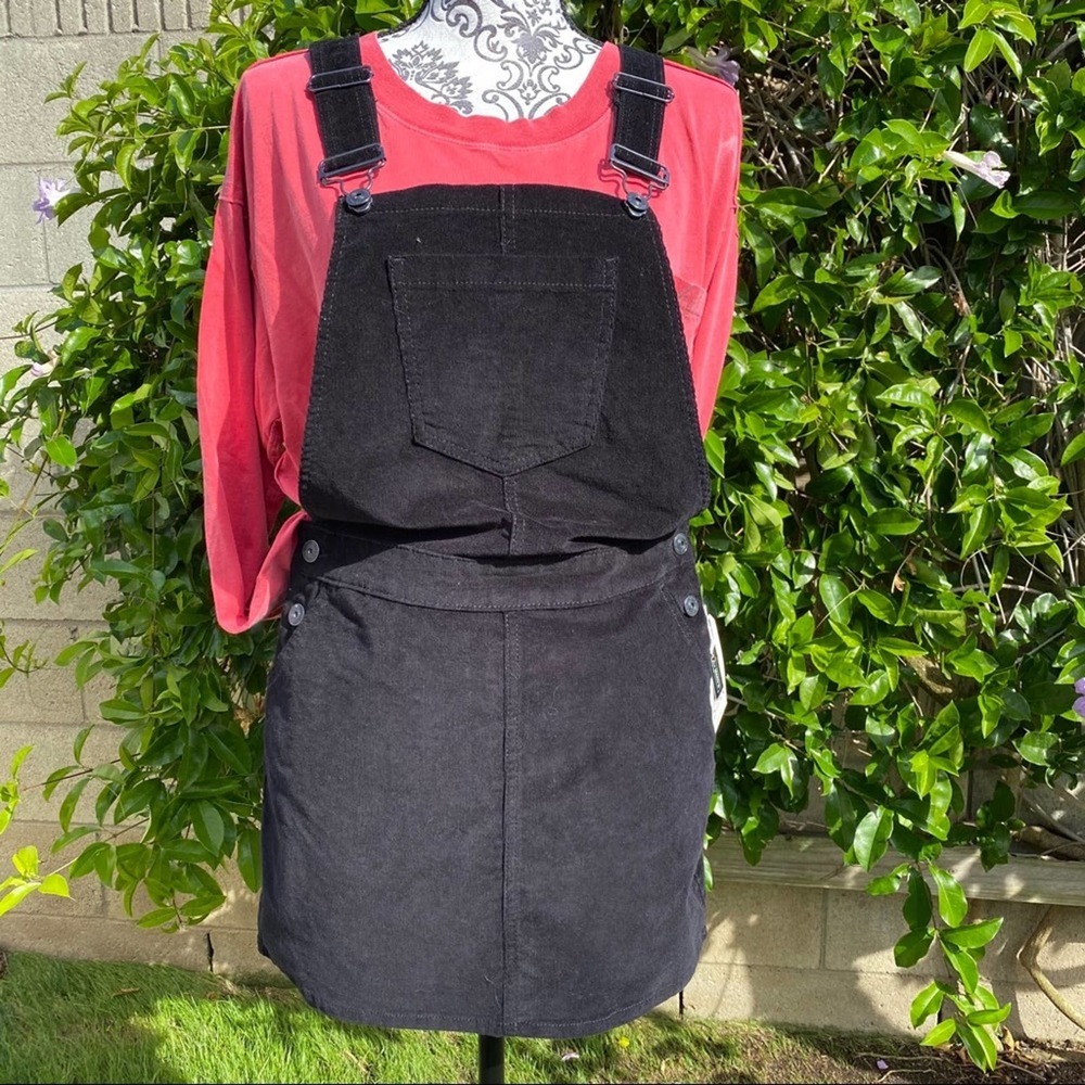Vanilla Star Black Midi Corduroy Overall Skirt Jumper Size 3*
